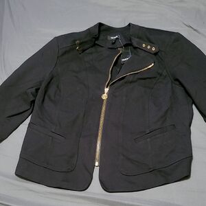 Torrid Size 0 Zip Up Black Jacket with Gold Accents